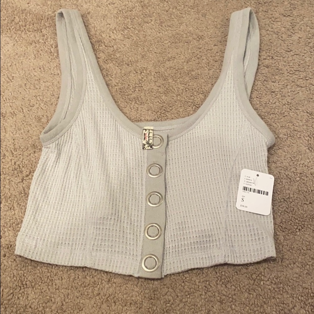 Free people cropped waffle tank NWT